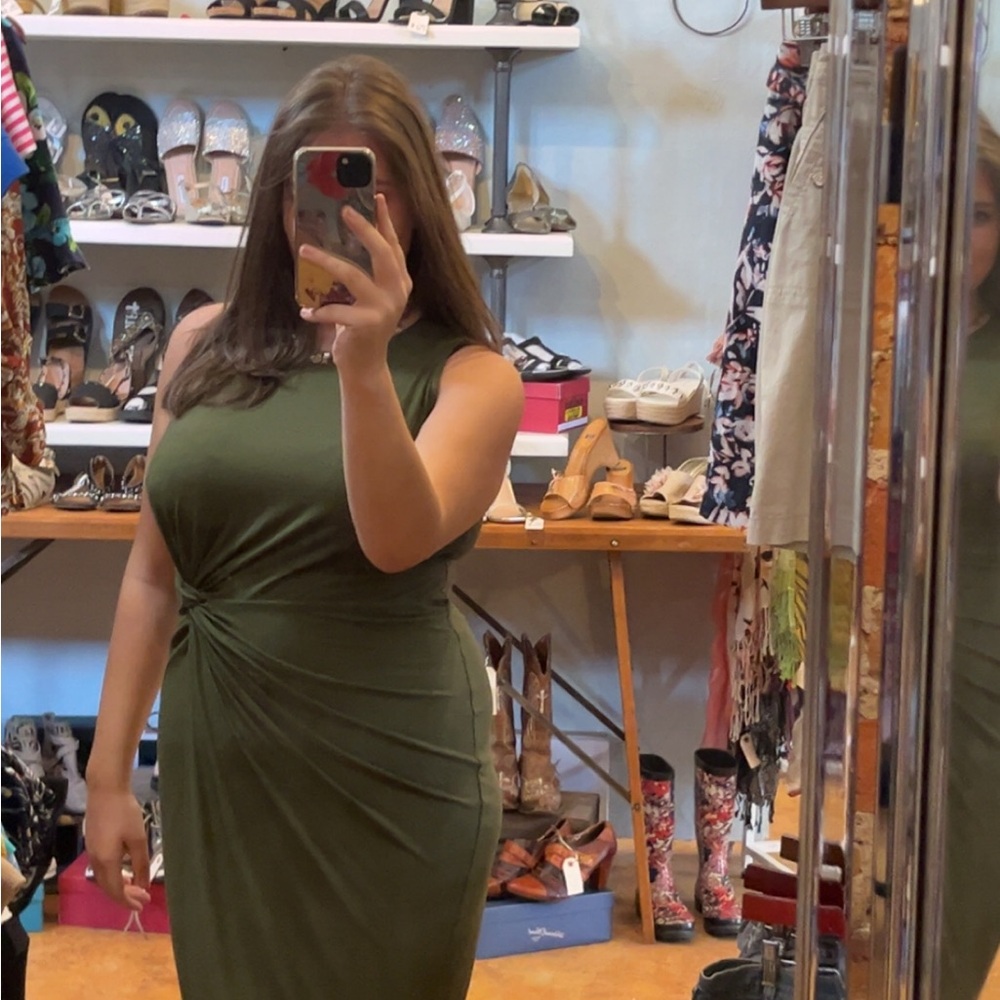 Nine Britton Olive Green Midi Dress